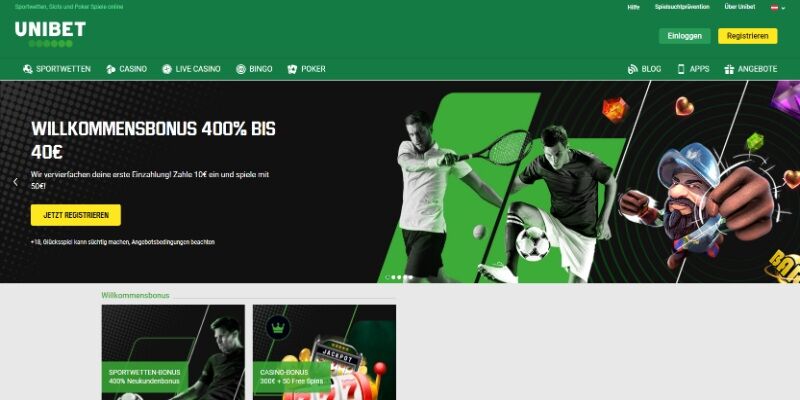 Unibet Pagina principală