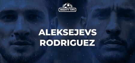 grafic pentru viitorul meci de box Aleksejevs vs Rodriguez cu portretele lor