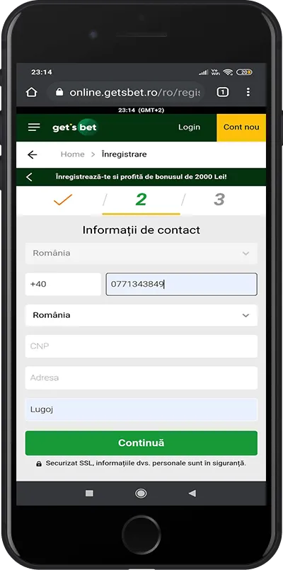 gets bet inregistrare pasul 2