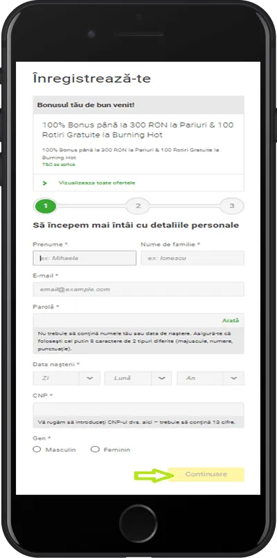 Înregistrarea Unibet primul pas