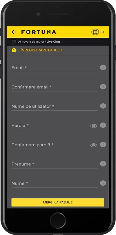 pagina de înregistrare